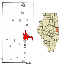 Vermilion County Illinois Incorporated and Unincorporated areas Danville Highlighted